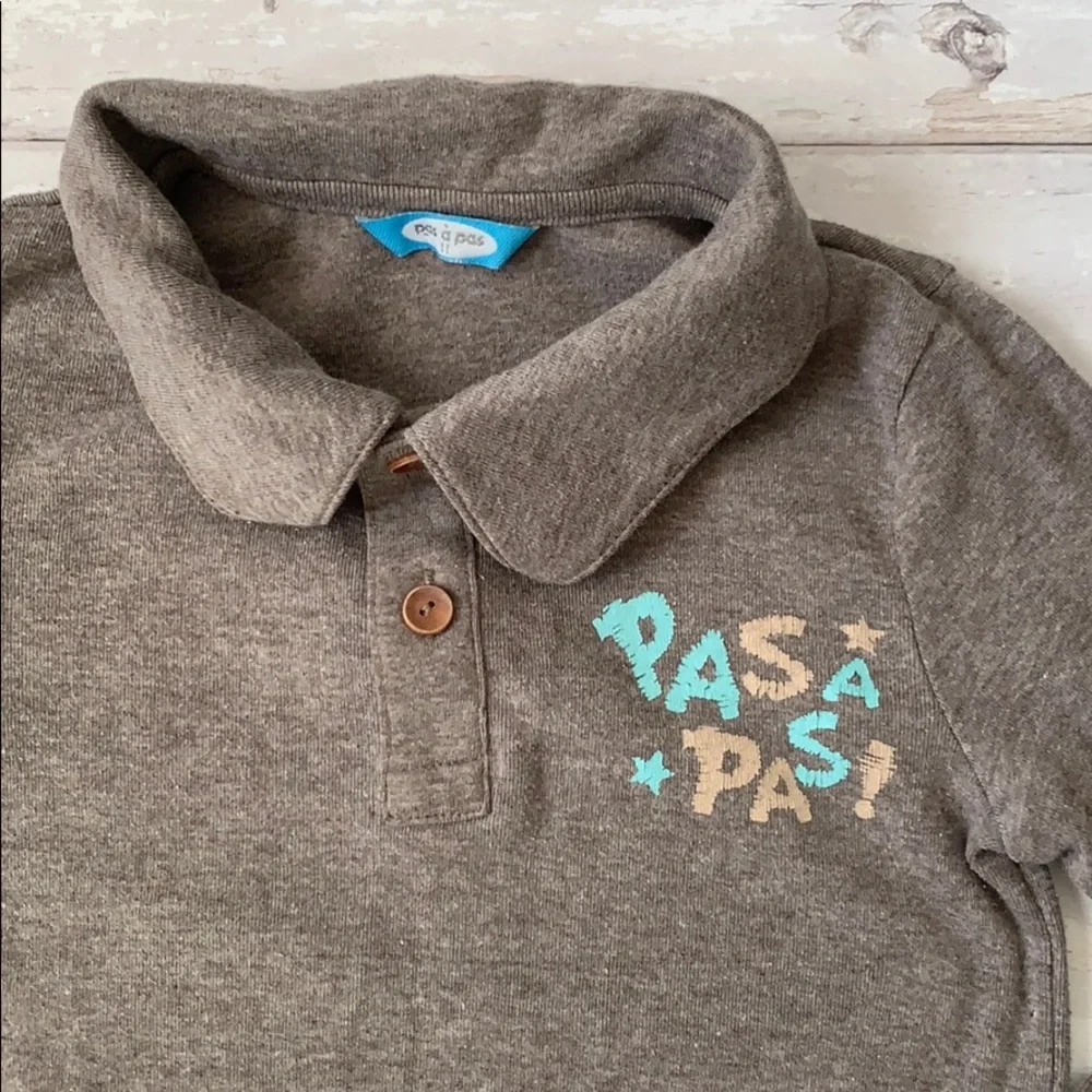 Boys 4T Gray Polo Shirt Long Sleeve Cotton Blend Kids Toddler Gymboree Kids Sz 4
